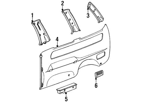1995 Toyota Previa Interior Trim - Side Panel Upper Quarter Trim Diagram for 62412-28150-B0