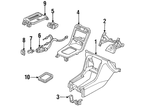 1995 Honda Accord Front Console Console, FR. *G38L* (JADE GREEN) Diagram for 77291-SV4-A01ZA