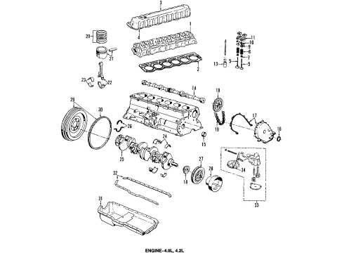 2005 Jeep Wrangler Engine Parts, Mounts, Cylinder Head & Valves, Camshaft & Timing, Oil Pan, Oil Pump, Balance Shafts, Crankshaft & Bearings, Pistons, Rings & Bearings Gasket Pkg-Engine Lower Diagram for 5017432AC