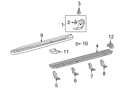 2008 Toyota Sequoia Exterior Trim - Pillars, Rocker & Floor Running Board Mount Bracket Diagram for 51788-0C010