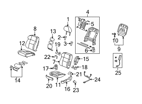 2007 Acura RDX Front Seat Components Pad, Left Front Seat Cushion Diagram for 81537-STK-A01
