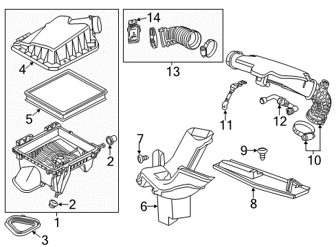 2014 Chevrolet Malibu Air Intake Outlet Tube Diagram for 20917831