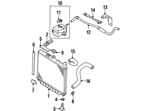 1996 Isuzu Rodeo Cooling System, Radiator, Water Pump, Cooling Fan Pulley, Fan Drive Diagram for 8-97018-941-0