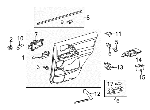 2013 Toyota Land Cruiser Rear Door Door Trim Panel Diagram for 67640-60F60-C1