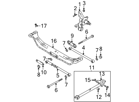 2003 Hyundai Elantra Rear Suspension Components, Lower Control Arm, Stabilizer Bar Carrier Assembly-Rear Axle, LH Diagram for 52750-2D000