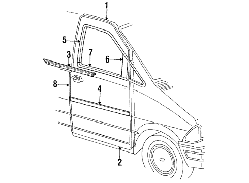 1992 Ford Aerostar Front Door & Components, Exterior Trim Molding Diagram for E99Z1120492A