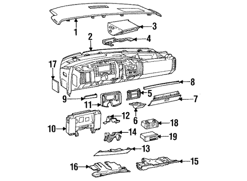 1993 Cadillac Fleetwood Instrument Panel Lock, Instrument Panel Compartment Door Diagram for 1631960