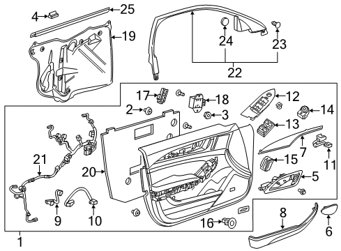 2017 Cadillac CTS Interior Trim - Front Door Applique Diagram for 23205658