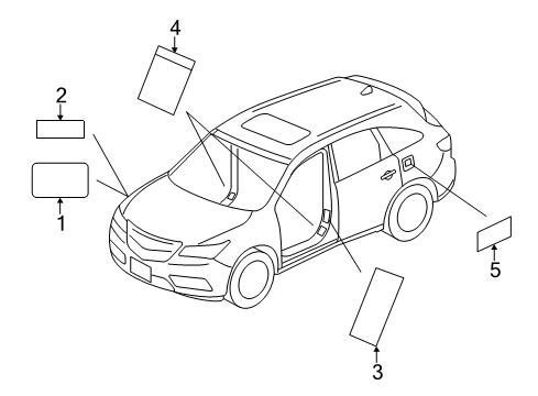 2016 Acura MDX Information Labels Label Diagram for 80050-TZ5-A00
