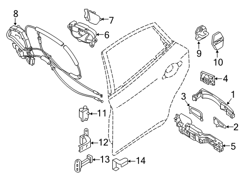 2012 Infiniti M56 Rear Door Lock&Remote Control Assembly - Rear Door, LH Diagram for 82501-1MA0A