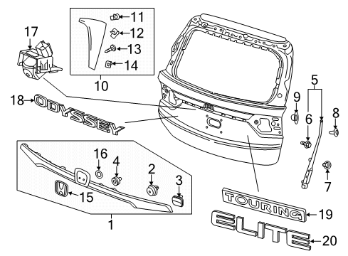 2021 Honda Odyssey Parking Aid Garnish Assy., R. Tailgate Side Diagram for 74910-THR-A01