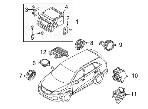 2011 Kia Sorento Sound System Front Door Speaker Assembly Left Diagram for 963302P300