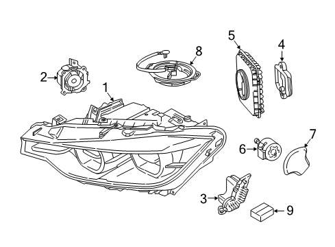 2019 BMW 330i xDrive Headlamps Covering Cap Diagram for 63117419614