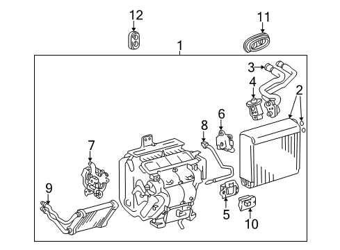 2003 Toyota Highlander Air Conditioner Radiator Assy, Air Conditioner Diagram for 87050-48042