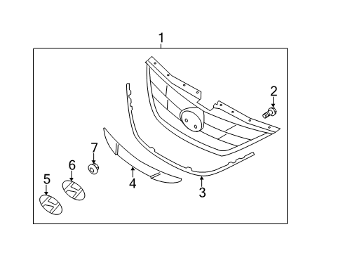 2013 Hyundai Sonata Grille & Components Radiator Grille Mesh Diagram for 86352-3S000