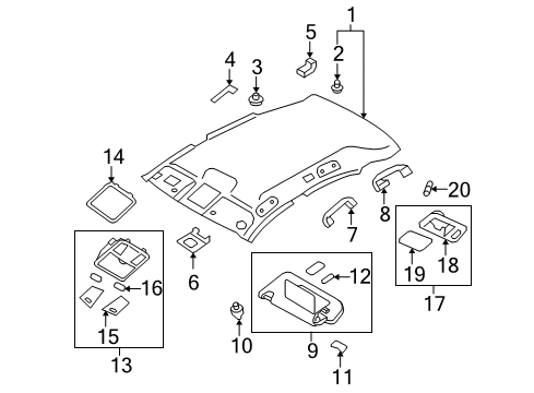 2011 Infiniti EX35 Interior Trim - Roof Lamp Assembly-Map Diagram for 26430-1BB1A