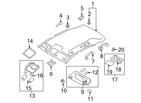 2014 Infiniti QX50 Interior Trim - Roof Map Lamp Assy Diagram for 26430-3WV1A