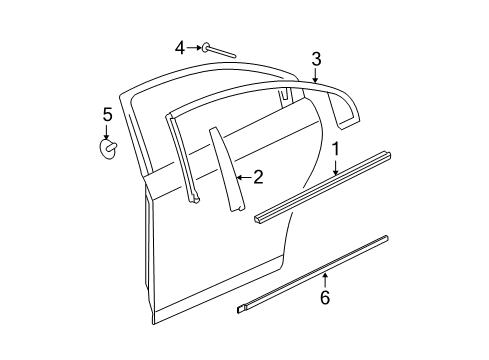 2008 Saturn Aura Exterior Trim - Rear Door Molding Asm-Rear Side Door Window Upper Reveal Diagram for 20787837