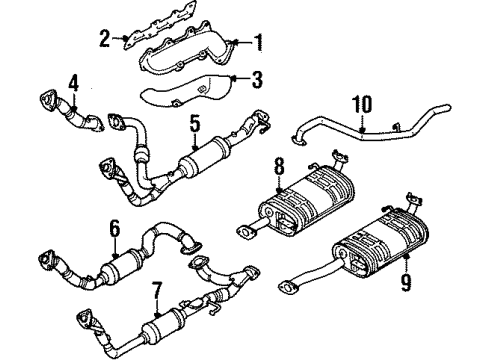 1997 Isuzu Trooper Exhaust Components, Exhaust Manifold Converter, Driver Side Diagram for 8-97120-816-5
