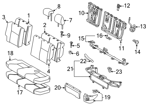 2012 Toyota Prius C Rear Seat Components Seat Cushion Pad Diagram for 71503-52460