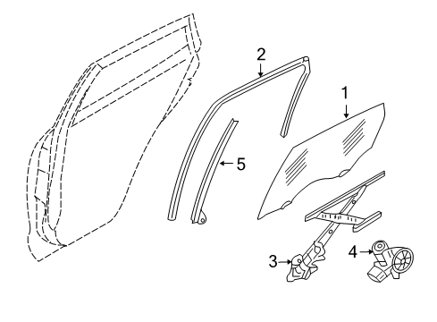 2017 Infiniti QX70 Rear Door Glass Run-Rear Door Window, LH Diagram for 82331-1CA0B