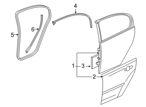 2004 Chevrolet Malibu Rear Door Weatherstrip Asm-Rear Side Door (Repair) *Gray Diagram for 15778057