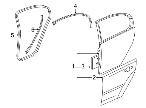 2007 Chevrolet Malibu Rear Door Weatherstrip Asm-Rear Side Door *Light Ttnum Diagram for 15878956