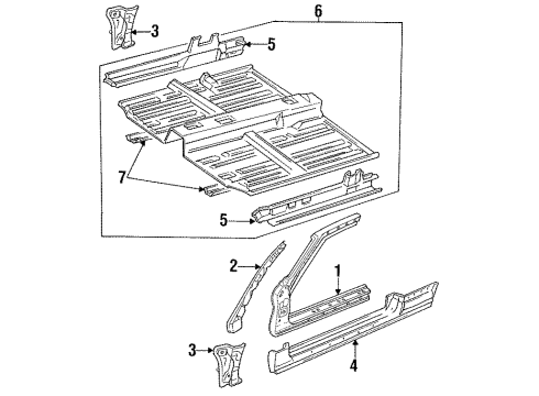 1991 Honda Accord Hinge Pillar, Rocker, Floor, Uniside Floor, FR. Diagram for 65100-SM2-A01ZZ