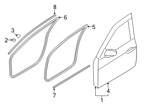 2015 Kia K900 Front Door Panel Assembly-Front Door Module Diagram for 824713T010