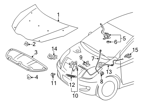 2014 Toyota Yaris Hood & Components Hinge Diagram for 53410-0D320