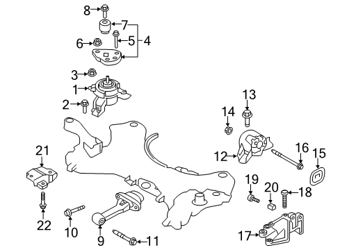 2015 Hyundai Santa Fe Engine & Trans Mounting Nut-Flange Diagram for 13386-12007-K