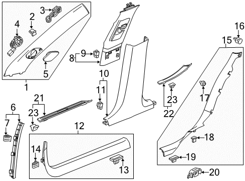 2014 Cadillac CTS Interior Trim - Pillars, Rocker & Floor Rear Trim Retainer Diagram for 11611805