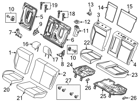 2013 Ford Focus Rear Seat Components Seat Cushion Pad Diagram for CV6Z-5863841-C