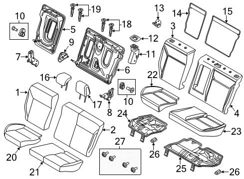 2013 Ford Focus Rear Seat Components Headrest, Center Diagram for CV6Z-58611A08-EC