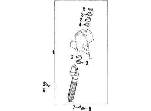 2001 Isuzu VehiCROSS Shocks & Components - Front Nut Stopper Bolt, K Diagram for 0-91111-512-0