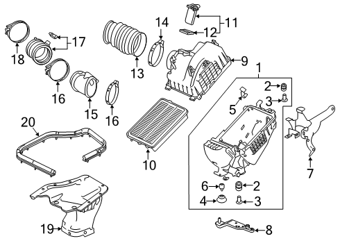 2019 Honda Civic Filters Set, Air/C Case Diagram for 17201-5BF-A00