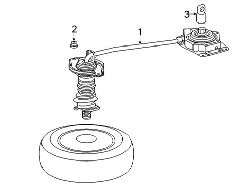 2021 Toyota Highlander Spare Tire Carrier Spare Tire Retainer Diagram for 51900-0E053