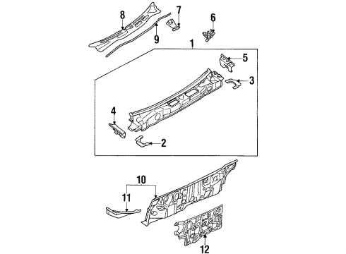 2001 Infiniti G20 Cowl Cowl Top-Side, LH Diagram for 66321-2J030