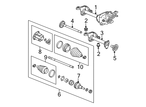 2003 GMC Savana 1500 Carrier & Front Axles Differential Assembly Bushing Diagram for 12479179