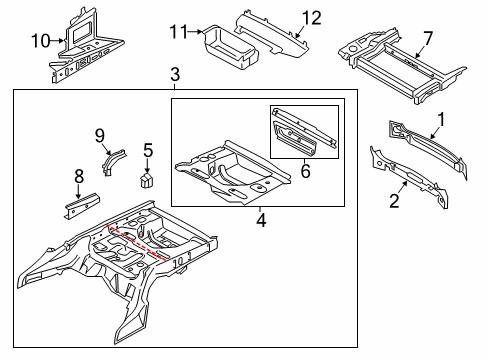 2010 BMW 535i GT Rear Body Panel, Floor & Rails Left Side Member Extension Diagram for 41117245549