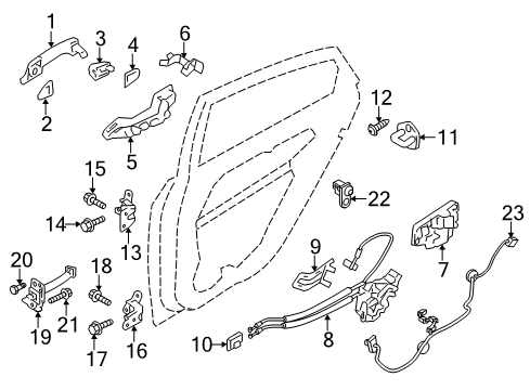 2012 Hyundai Sonata Rear Door - Lock & Hardware Bracket-Rear Outside Handle Support Diagram for 83485-3S000