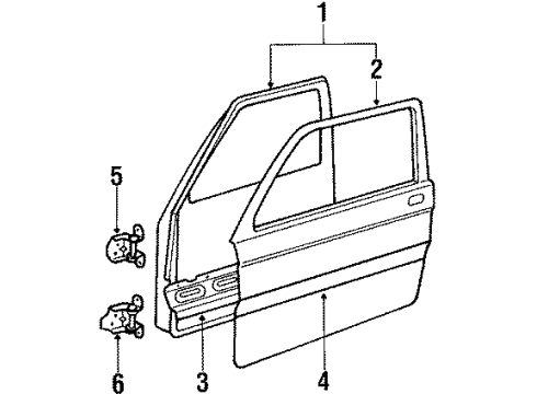 1989 Geo Spectrum Door & Components Front Side Door Lock Assembly Diagram for 94106758