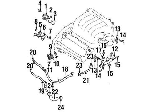 1997 Nissan Maxima Powertrain Control Clip-Hose Diagram for 16439-26E0A