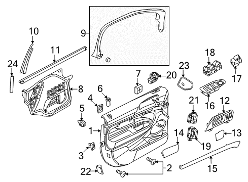 2016 Lincoln MKT Interior Trim - Front Door Door Trim Panel Clip Diagram for -W711521-S300