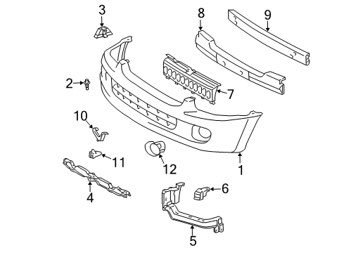 2007 Toyota Sequoia Front Bumper Hole Cover Diagram for 52128-0C030