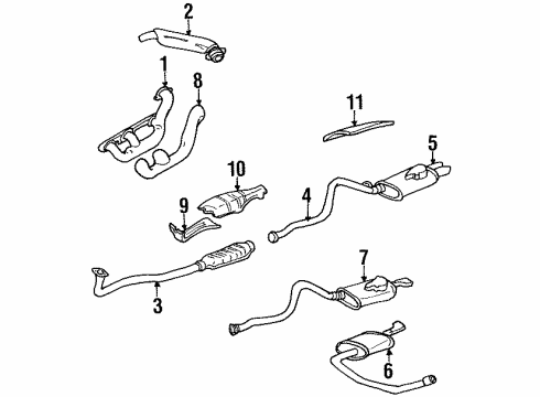 1993 Oldsmobile Achieva Exhaust Manifold Exhaust Muffler (W/Tail Pipe) Diagram for 22584293