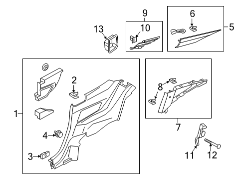 2018 Ford Mustang Interior Trim - Quarter Panels Shield Diagram for FR3Z-6331065-A