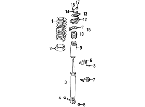 1991 BMW 850i Shocks & Components - Rear Rear Right Shock Absorber Diagram for 33521137272