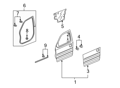 2006 Honda Ridgeline Front Door Seal, L. FR. Door Side Sill Diagram for 72367-SJC-A01