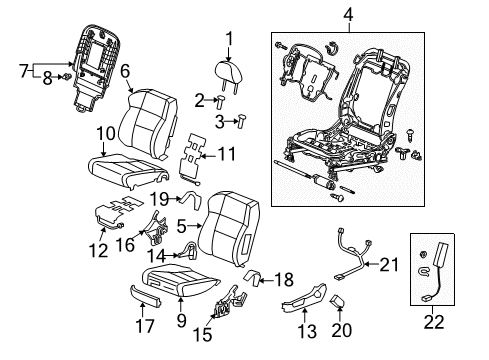 2009 Acura RDX Front Seat Components Guide, Headrest Lock *NH167L* (GRAPHITE BLACK) Diagram for 81144-TA0-A01ZA